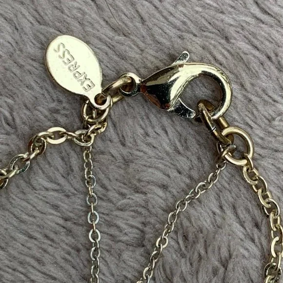 Express Layered Golden-Toned Beaded Triangles and Feather Necklace - Picture 12 of 15